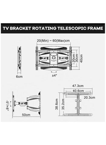 NB ERGONOMIC Wall Mounted TV Stand, Adjustable& Strechable Steel Wall Bracket, Universal Stand for TVs Monitor Screens (NB-P65)