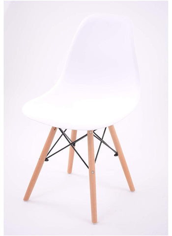 كرسي عصري بأرجل خشبية للمكتب والمطبخ وغرفة المعيشة وغرفة الطعام باللون الأبيض 