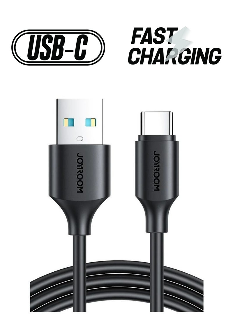 3A USB To USB C Fast Charging Data Cable 1m Black