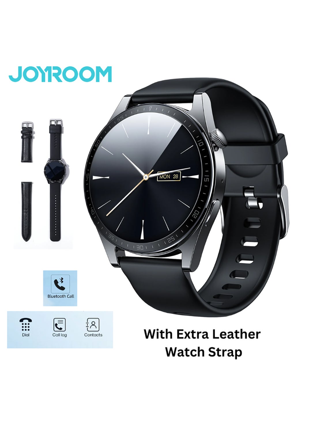 Classic Series Waterproof IP68 Call Function Health Monitoring HD Display Smart Watch 220mAh With Black