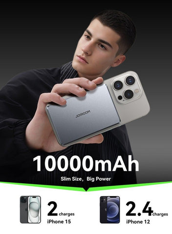 10000 mAh 20W Ultra-thin Metal Magnetic Wireless Type-C & Lighnting Power Bank Fast Charging Wireless Magnetic Power Bank Including a Type-C to Type-C 60W 0.25m Grey