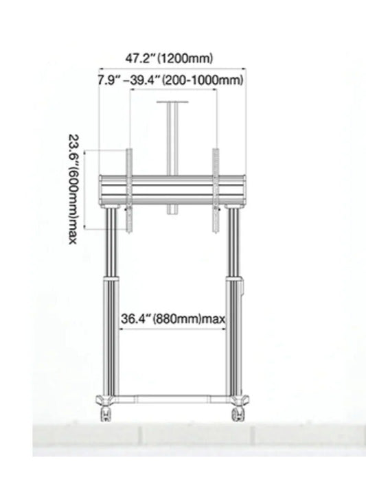 Adjustable Electric Motorized LCD TV Floor Stand Mount Mobile TV Trolley Cart (Model V150)