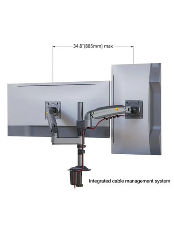 NB ERGONOMIC Dual Monitor Desk Mount Stand Full Motion Swivel Computer Monitor Arm Fits Two Screens up to 27'' NB H180