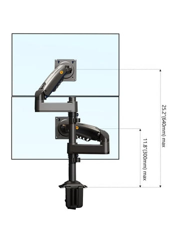 NB ERGONOMIC Dual Monitor Desk Mount Stand Full Motion Swivel Computer Monitor Arm Fits Two Screens up to 27'' NB H180