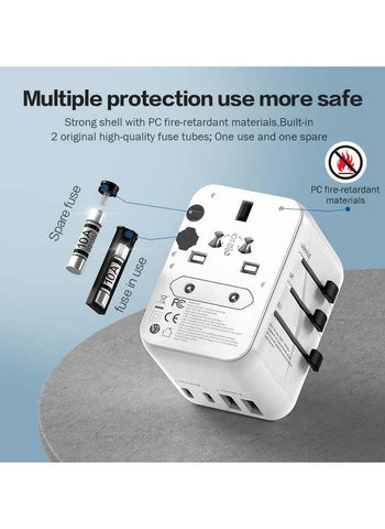 HOMECREW 45W Fast Wall Charger World Universal Travel Adapter with 3 x USB, 2 Type-C