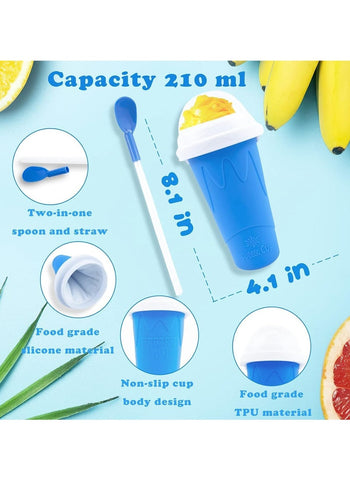Slushy Maker Cup,Magic Quick Frozen Smoothies Cup, Cooling Cup, Double Layer Squeeze Slushy Maker Cup, Homemade Milk Shake Ice Cream Maker (Blue)