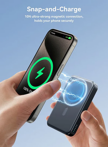 Jr‑W020 Mini 10,000 Mah Magnetic Wireless Power Bank – 20 W Fast Charge (5–15 W), Usb‑C In/Out, Compact Pocket Design, Strong Magnetic Grip & Fireproof Build Black