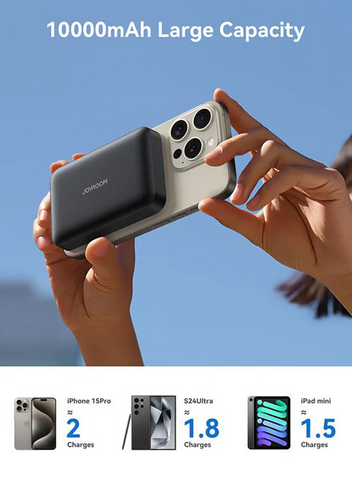 Jr‑W020 Mini 10,000 Mah Magnetic Wireless Power Bank – 20 W Fast Charge (5–15 W), Usb‑C In/Out, Compact Pocket Design, Strong Magnetic Grip & Fireproof Build Black