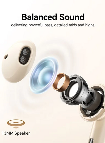 Jpods True Wireless Earbuds with AI-Enhanced ENC Dual Mic for Ultra-Clear Calls, 13mm Bass Drivers, Upgraded Bluetooth 5.4 Fast Pairing, 20H Playtime, 65ms Low Latency(Gaming Mode)