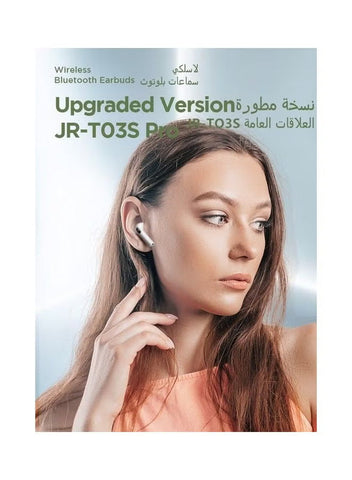 T03S Pro True Wireless Earbuds – 4-Mic Enc Calling, Deep Bass, Bluetooth 5.3, 24H Battery, Touch Control, Fast Pairing, Lightweight Design White