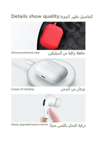 T03S Pro True Wireless Earbuds – 4-Mic Enc Calling, Deep Bass, Bluetooth 5.3, 24H Battery, Touch Control, Fast Pairing, Lightweight Design White