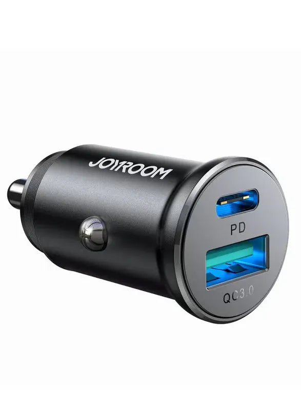JR-CCN05 30W USB-A USB-C Mini Car Charger - Black Black