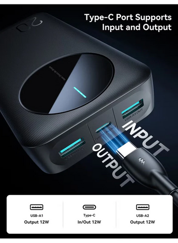 20000 mAh JR-PBF14 2.4A LED Power Bank Black