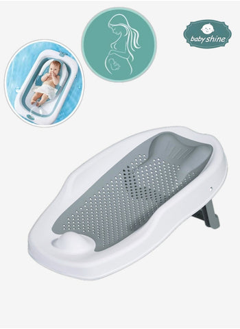 Portable toddler collapsible plastic foldable baby bath tub set(Grey)