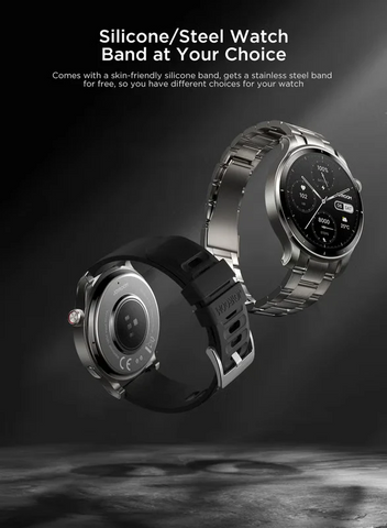 300 mAh 300 mAh JR-FV1 Smart Watch Can Make And Receive Calls 1.43-Inch HD Screen Bluetooth Connection Fitness Monitoring For Men And Women Compatible With Apple And Android Metal Silicone Strap Space Grey